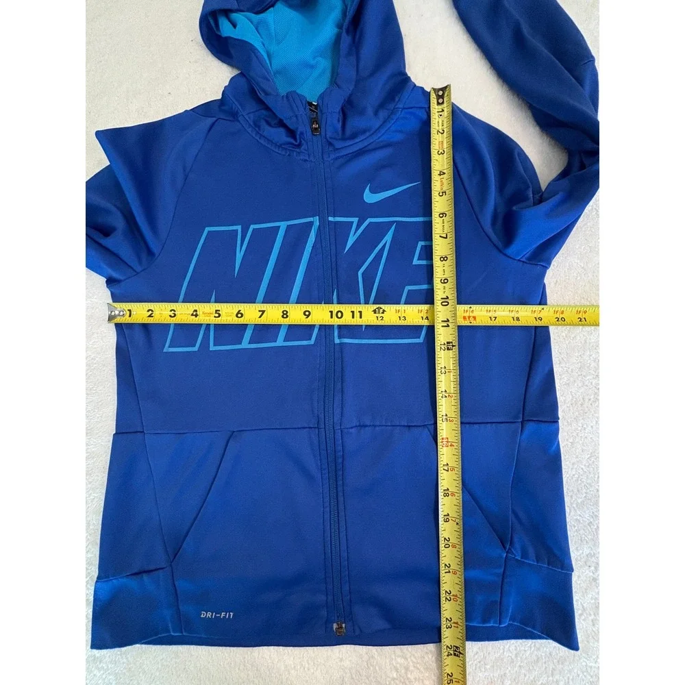 Nike Dri-FIT Full Zip Hoodie Boys‎ XL Blue Graphic Athletic Sweatshirt Jacket